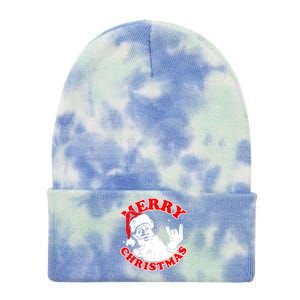 Funny Retro Christmas Santa Rock And Roll Gift Tie Dye 12in Knit Beanie