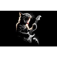 Funny Rock Cat Playing Guitar Music Lover Bumper Sticker