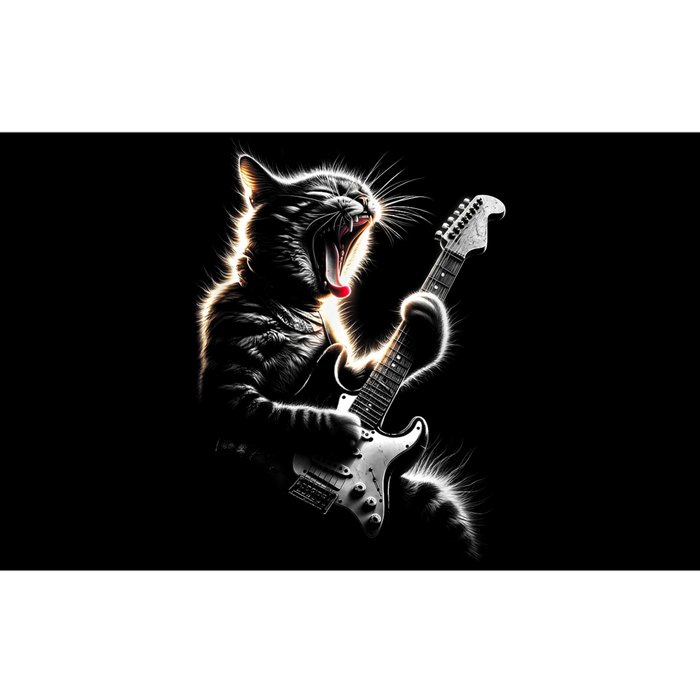 Funny Rock Cat Playing Guitar Music Lover Bumper Sticker