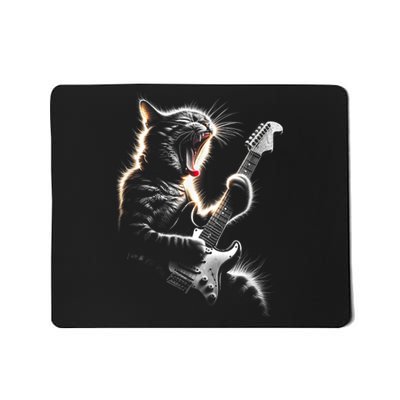 Funny Rock Cat Playing Guitar Music Lover Mousepad