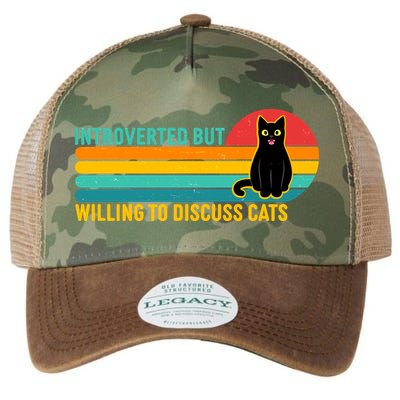 Funny Retro Cat Introverted But Willing To Discuss Cats Legacy Tie Dye Trucker Hat