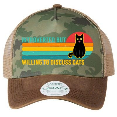 Funny Retro Cat Introverted But Willing To Discuss Cats Legacy Tie Dye Trucker Hat