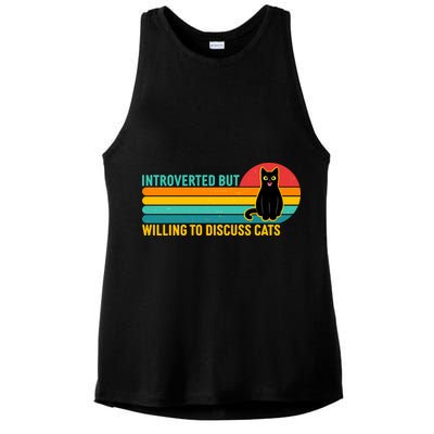 Funny Retro Cat Introverted But Willing To Discuss Cats Ladies PosiCharge Tri-Blend Wicking Tank