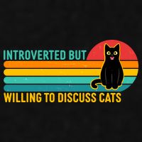 Funny Retro Cat Introverted But Willing To Discuss Cats Ladies PosiCharge Tri-Blend Wicking Tank