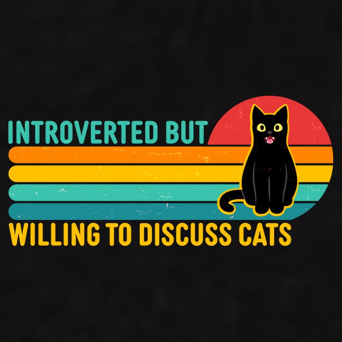 Funny Retro Cat Introverted But Willing To Discuss Cats Ladies PosiCharge Tri-Blend Wicking Tank