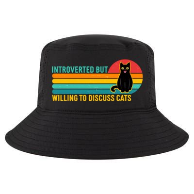 Funny Retro Cat Introverted But Willing To Discuss Cats Cool Comfort Performance Bucket Hat