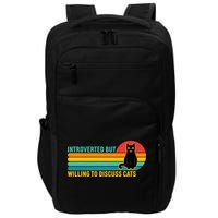 Funny Retro Cat Introverted But Willing To Discuss Cats Impact Tech Backpack