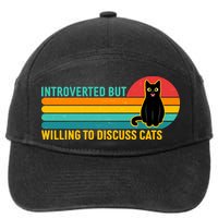 Funny Retro Cat Introverted But Willing To Discuss Cats 7-Panel Snapback Hat