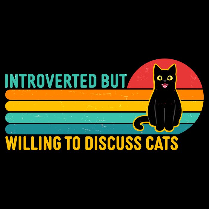 Funny Retro Cat Introverted But Willing To Discuss Cats 7-Panel Snapback Hat