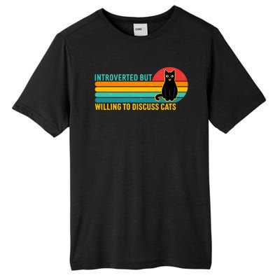 Funny Retro Cat Introverted But Willing To Discuss Cats Tall Fusion ChromaSoft Performance T-Shirt