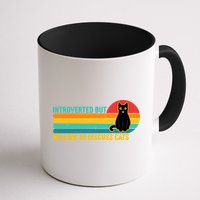 Funny Retro Cat Introverted But Willing To Discuss Cats Mug