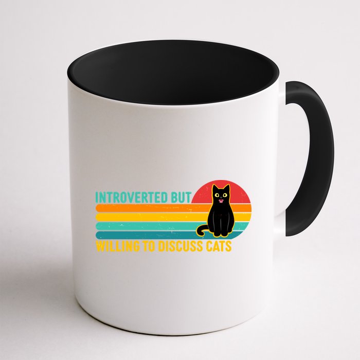 Funny Retro Cat Introverted But Willing To Discuss Cats Mug
