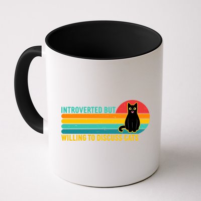 Funny Retro Cat Introverted But Willing To Discuss Cats Mug