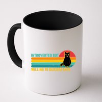 Funny Retro Cat Introverted But Willing To Discuss Cats Mug