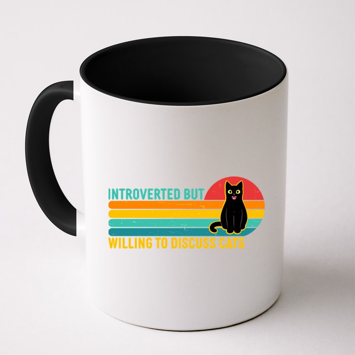 Funny Retro Cat Introverted But Willing To Discuss Cats Mug
