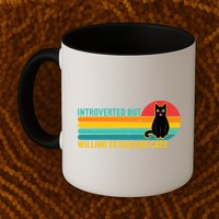 Funny Retro Cat Introverted But Willing To Discuss Cats Mug