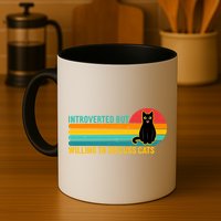 Funny Retro Cat Introverted But Willing To Discuss Cats Mug