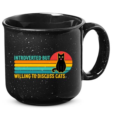 Funny Retro Cat Introverted But Willing To Discuss Cats 15oz Campfire Ceramic Mug