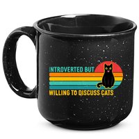 Funny Retro Cat Introverted But Willing To Discuss Cats 15oz Campfire Ceramic Mug
