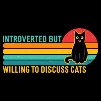 Funny Retro Cat Introverted But Willing To Discuss Cats Drawstring Bag