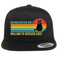 Funny Retro Cat Introverted But Willing To Discuss Cats Flatbill Hat