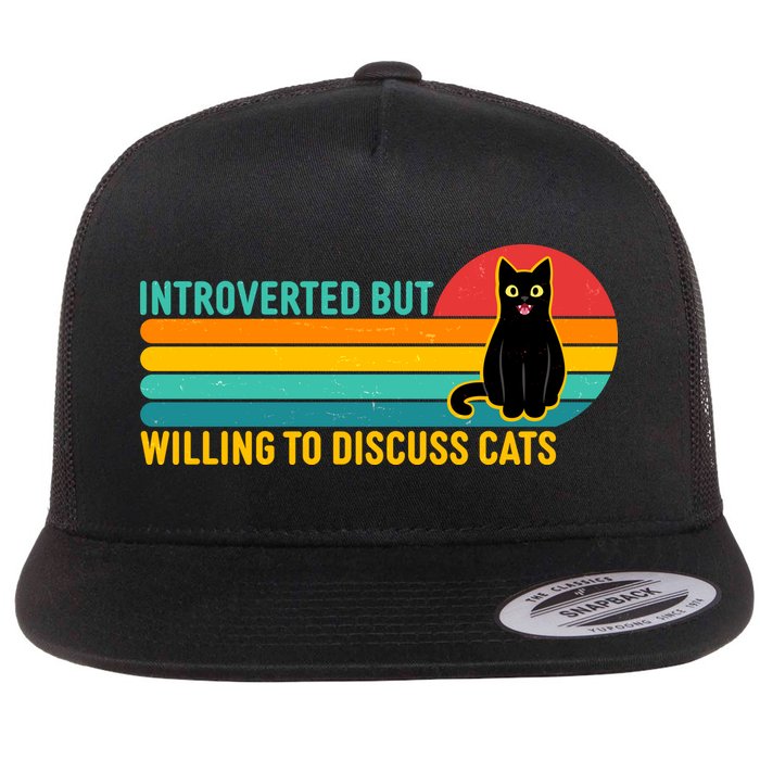 Funny Retro Cat Introverted But Willing To Discuss Cats Flatbill Hat