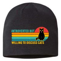 Funny Retro Cat Introverted But Willing To Discuss Cats Sustainable Beanie