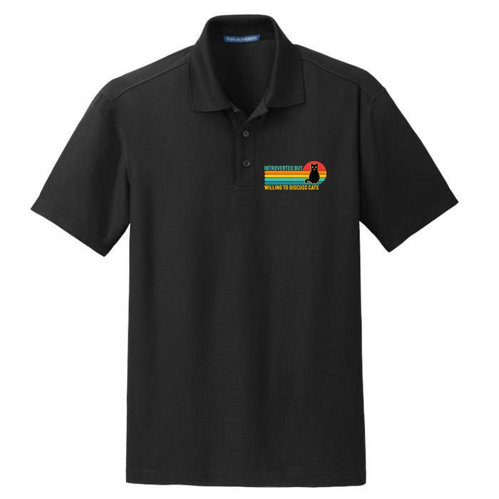 Funny Retro Cat Introverted But Willing To Discuss Cats Dry Zone Grid Polo