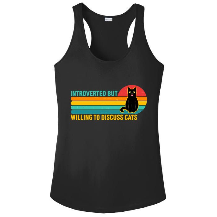 Funny Retro Cat Introverted But Willing To Discuss Cats Ladies PosiCharge Competitor Racerback Tank