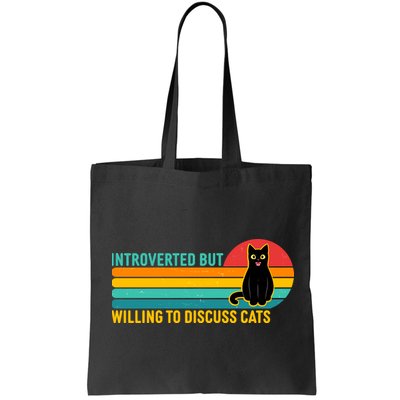 Funny Retro Cat Introverted But Willing To Discuss Cats Bag