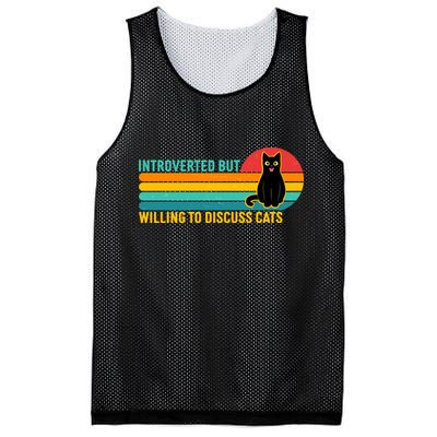 Funny Retro Cat Introverted But Willing To Discuss Cats Mesh Reversible Basketball Jersey Tank