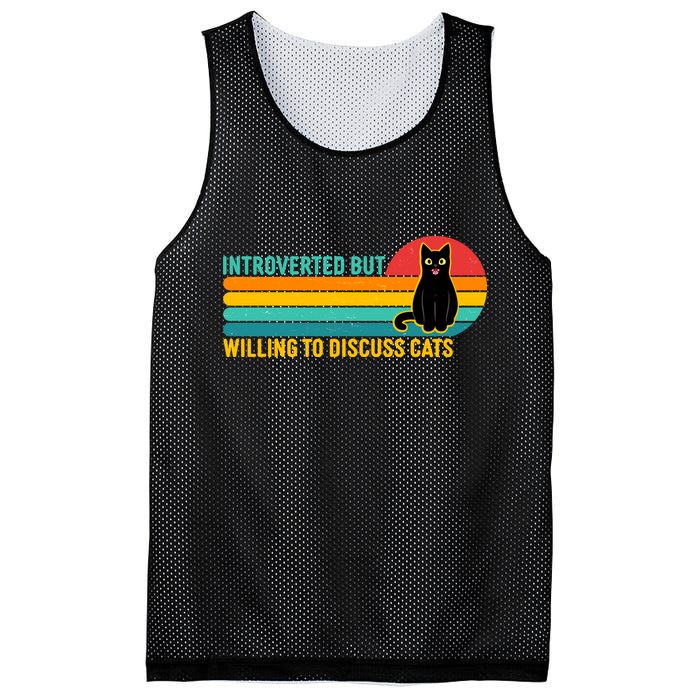 Funny Retro Cat Introverted But Willing To Discuss Cats Mesh Reversible Basketball Jersey Tank