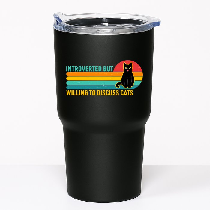 Funny Retro Cat Introverted But Willing To Discuss Cats Tumbler