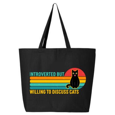 Funny Retro Cat Introverted But Willing To Discuss Cats 25L Jumbo Tote
