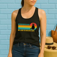 Funny Retro Cat Introverted But Willing To Discuss Cats Women's Racerback Tank