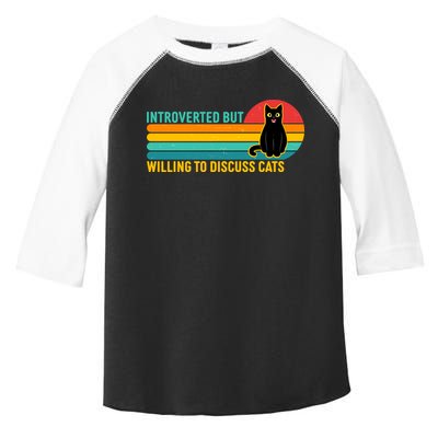 Funny Retro Cat Introverted But Willing To Discuss Cats Toddler Fine Jersey T-Shirt