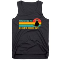 Funny Retro Cat Introverted But Willing To Discuss Cats Tank Top