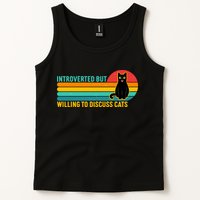 Funny Retro Cat Introverted But Willing To Discuss Cats Tank Top