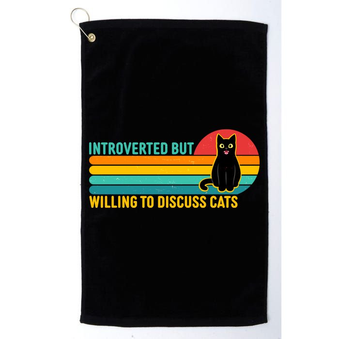 Funny Retro Cat Introverted But Willing To Discuss Cats Golf Towel