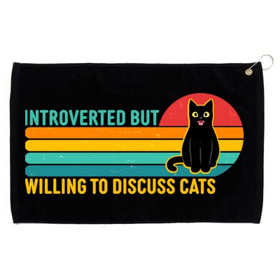 Funny Retro Cat Introverted But Willing To Discuss Cats Grommeted Golf Towel