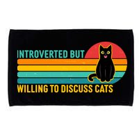 Funny Retro Cat Introverted But Willing To Discuss Cats Microfiber Hand Towel