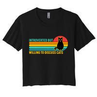 Funny Retro Cat Introverted But Willing To Discuss Cats Crop Top