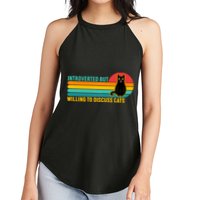 Funny Retro Cat Introverted But Willing To Discuss Cats Women's Perfect Tri Rocker Tank