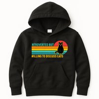 Funny Retro Cat Introverted But Willing To Discuss Cats Kids Hoodie