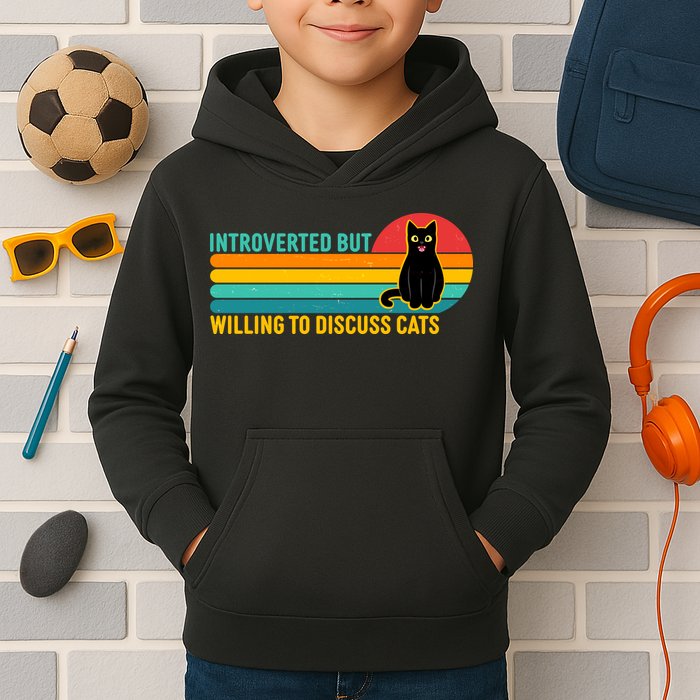 Funny Retro Cat Introverted But Willing To Discuss Cats Kids Hoodie