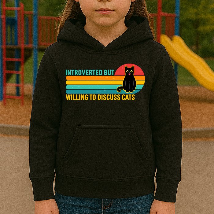 Funny Retro Cat Introverted But Willing To Discuss Cats Kids Hoodie