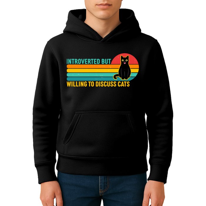 Funny Retro Cat Introverted But Willing To Discuss Cats Kids Hoodie