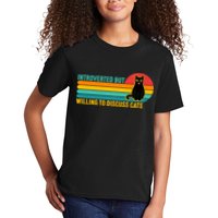 Funny Retro Cat Introverted But Willing To Discuss Cats Kids T-Shirt