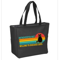 Funny Retro Cat Introverted But Willing To Discuss Cats Zip Tote Bag