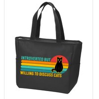 Funny Retro Cat Introverted But Willing To Discuss Cats Zip Tote Bag